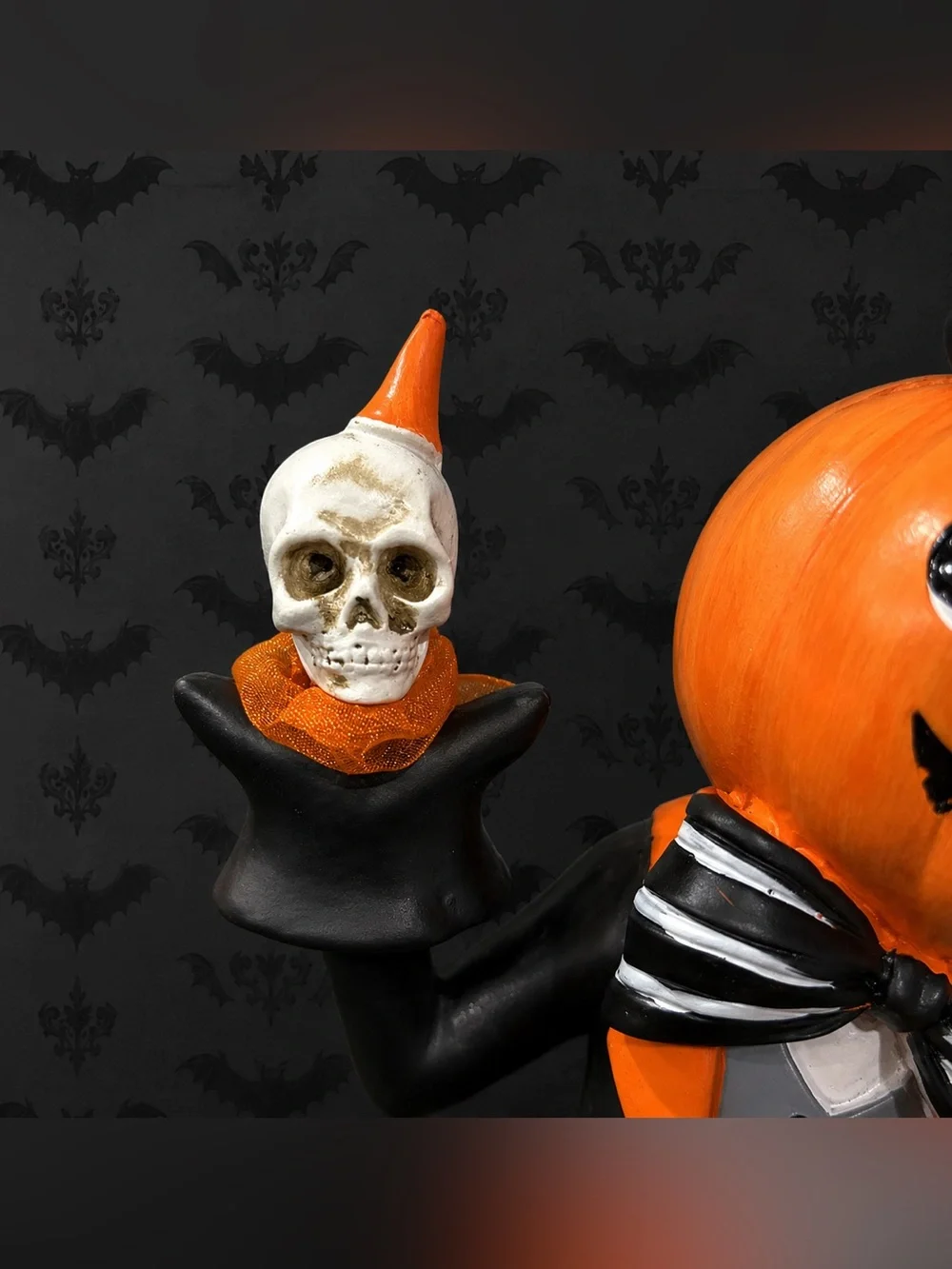 Ghoulish Carnival Pumpkin Jester & Clown Ghost Vintage-Style Halloween Set of 2